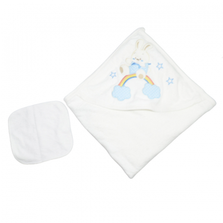 Prosoape - Set 2 piese prosop cu gluga 90 x 100 si batista Mini Junior BBY-23, Alb