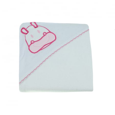Prosoape - Prosop de baie 80 x 80 cm cu gluga pentru bebelusi Terjan PTB-03, Alb