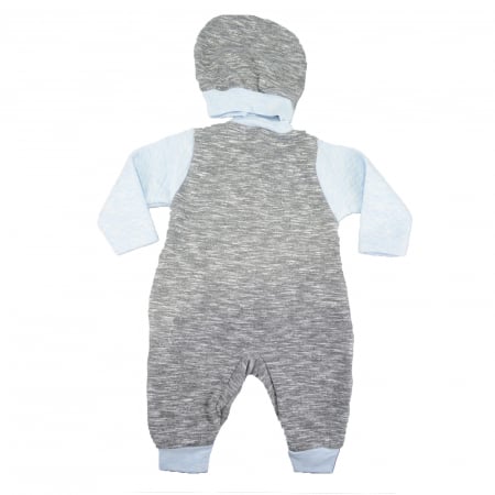 Set 2 piese salopeta cu maneca lunga si caciula pentru baieti Mini Junior PRR-22, Gri [1]