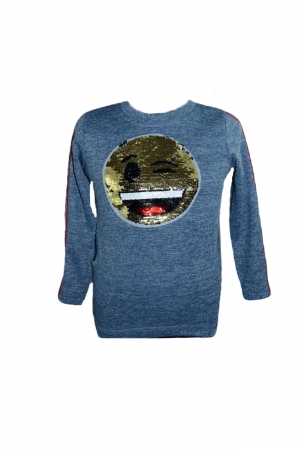 Îmbrăcăminte fete - Pulover cu maneca lunga pentru fete Mewa MWA2-AL-104, Albastru