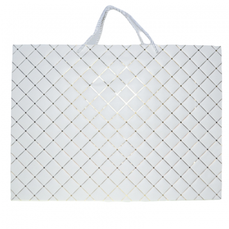 Ambalaje - Punga pentru cadouri din hartie groasa cu manere din snur 31 x 42 x 10 cm Midex PN060323-3, Alb
