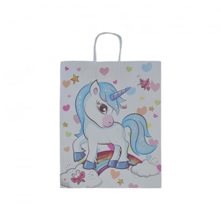 Joaca, activitati si ambalaje - Punga pentru cadouri cu manere din snur, 32 x 25 x 11 cm, Midex 210225-01, Alb