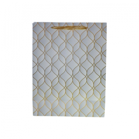 Punga pentru cadouri din hartie groasa cu manere din snur, 32 x 25 x 11 cm, Midex 210225-02, Auriu [1]