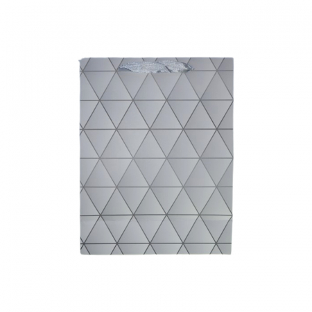 Punga pentru cadouri din hartie groasa cu manere din snur, 32 x 25 x 11 cm, Midex 210225-05, Argintiu [2]