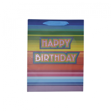 Joaca, activitati si ambalaje - Punga pentru cadouri din hartie groasa cu manere din snur, 32 x 25 x 11 cm, Midex 210225-08, Multicolor