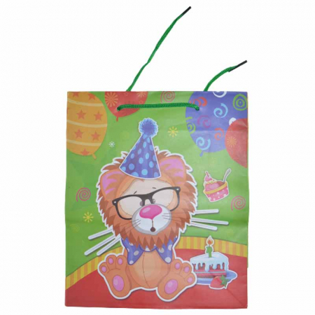 Joaca, activitati si ambalaje - Punga pentru cadouri Happy Birthday din hartie subtire cu manere din snur 21 x 18 x 8 cm Midex 511679-4, Multicolor