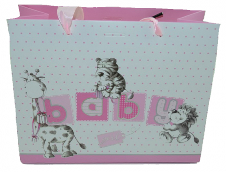 Ambalaje - Punga pentru cadouri-Midex Baby Girl PCM7-R, Roz