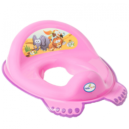 Igiena copiilor - Reductor antiderapant pentru toaleta Tega Baby Safari SF-012-127, Roz