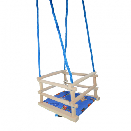Leagan din lemn cu franghie pentru baieti Mini Junior 876932, Albastru [0]