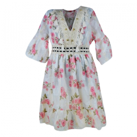 Îmbrăcăminte fete - Rochie casual, cu imprimeu floral, pentru fete, Mini Junior, R1382, Multicolor