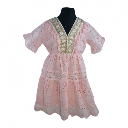 Îmbrăcăminte fete - Rochie casual, cu imprimeu floral, pentru fete, Mini Junior, R1382C, Coral