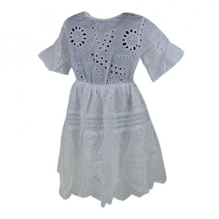 Rochie casual din bumbac, pentru fete, Mini Junior, R1385, Alb [3]