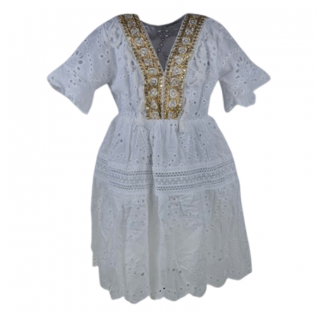 Îmbrăcăminte fete - Rochie casual din bumbac, pentru fete, Mini Junior, R1385, Alb