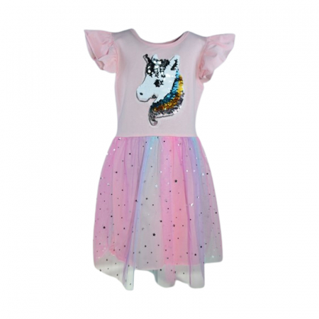 Îmbrăcăminte fete - Rochie casual pentru fete, Lucky Girl, LK2234R, Roz