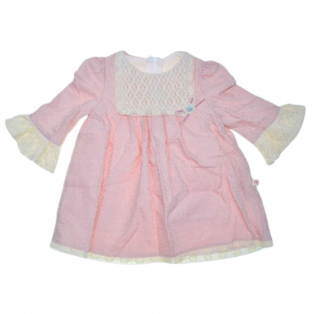 Îmbrăcăminte fete - Rochie cu maneca lunga, cu dantela, pentru fete, Mini Junior RCH4405R2-68, Roz