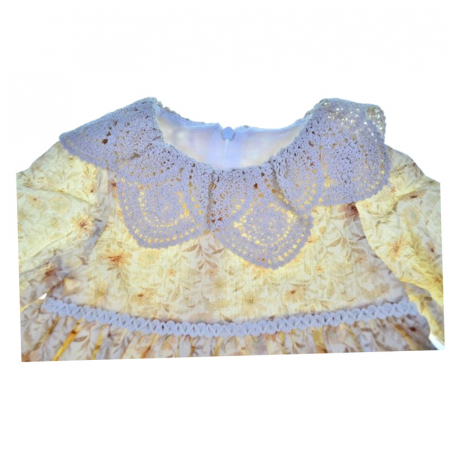 Rochie cu maneca lunga, cu model floral, pentru fete, Mini Junior RCH4406C-68, Crem [1]