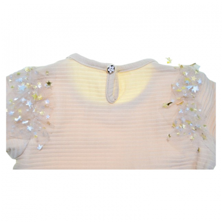 Rochie cu maneca lunga, cu tulle, pentru fete, Mini Junior 30100B, Bej [4]