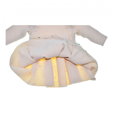 Rochie cu maneca lunga, cu tulle, pentru fete, Mini Junior 30100B, Bej [3]