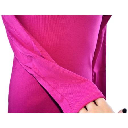 Rochie cu mânecă lungă, din bumbac, cu dungi, pentru fete, Atut 0958F-128, Fucsia [3]