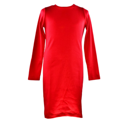 Rochite fete - Rochie cu mânecă lungă, din bumbac, cu dungi, pentru fete, Atut 0958R-140, Rosu