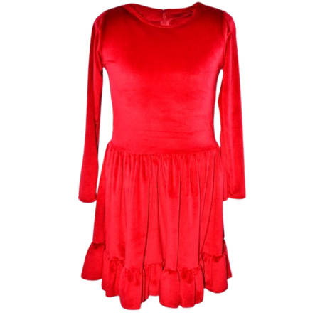 Rochite fete - Rochie cu mânecă lungă, din catifea, cu dungi, pentru fete, Catherine R0311R4-140, Rosu