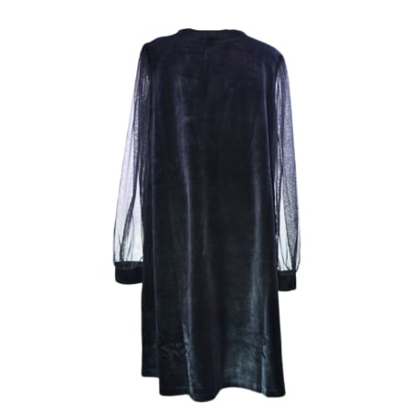 Rochie cu mânecă lungă, din catifea, cu maneci din voal, pentru fete, Atut 0588N-158, Negru [1]