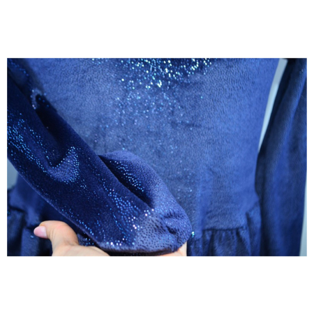 Rochie cu mânecă lungă, din catifea, cu sclipici, pentru fete, Catherine R0311B-140, Bleumarin [1]