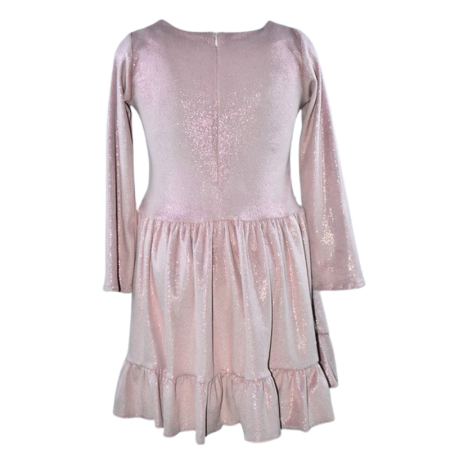 Rochie cu mânecă lungă, din catifea, cu sclipici, pentru fete, Catherine R0311R3-110, Roz [1]