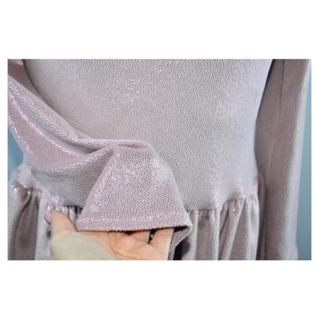 Rochie cu mânecă lungă, din catifea, cu sclipici, pentru fete, Catherine R0311R3-110, Roz [4]