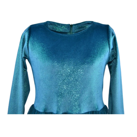 Rochie cu mânecă lungă, din catifea, cu sclipici, pentru fete, Catherine R0311V3, Verde [2]