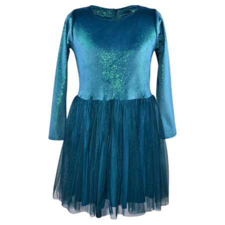 Rochite fete - Rochie cu mânecă lungă, din catifea, cu sclipici, pentru fete, Catherine R0311V3-92, Verde