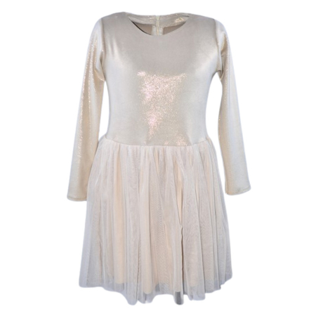 Rochite fete - Rochie cu mânecă lungă, din catifea, cu sclipici, pentru fete, Catherine R0311A-140, Auriu