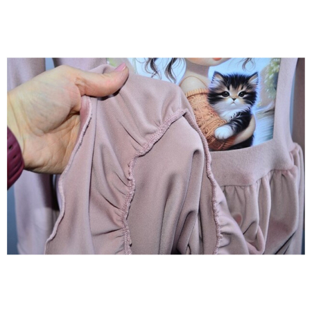 Rochie cu mânecă lungă, din catifea, pentru fete, Catherine R0311R-110, Roz [2]