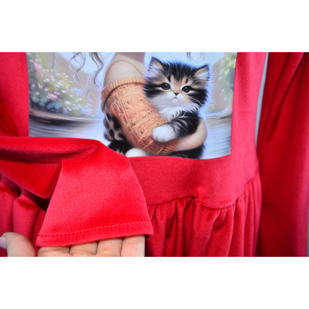 Rochie cu mânecă lungă, din catifea, pentru fete, Catherine R0311R5-110, Rosu [1]