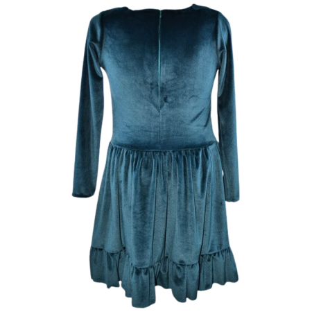 Rochie cu mânecă lungă, din catifea, pentru fete, Catherine R0311V, Verde [3]