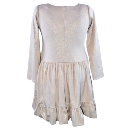 Rochie cu mânecă lungă, din catifea, cu sclipici, pentru fete, Catherine R0311C2-92, Crem [2]