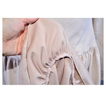 Rochie cu mânecă lungă, din catifea, cu sclipici, pentru fete, Catherine R0311C2-92, Crem [4]