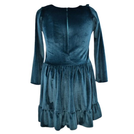 Rochie cu mânecă lungă, din catifea, pentru fete, Catherine R0311V2-92, Verde [3]