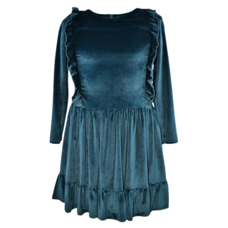 Rochite fete - Rochie cu mânecă lungă, din catifea, pentru fete, Catherine R0311V2-92, Verde