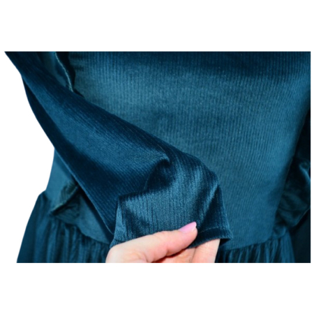 Rochie cu mânecă lungă, din catifea, pentru fete, Catherine R0311V2-92, Verde [1]