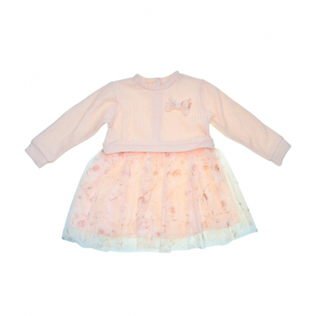 Îmbrăcăminte fete - Rochie cu maneca lunga pentru fete Baby Rose, R-4636, Coral