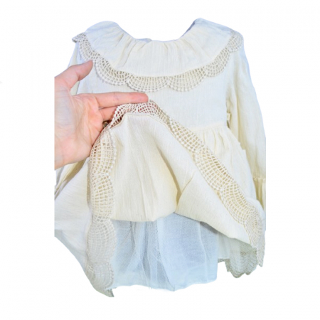 Rochie cu maneca lunga pentru fete Mini Junior 4266, Bej [4]