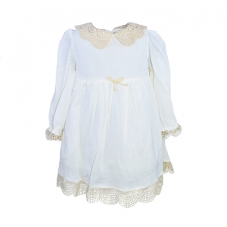Îmbrăcăminte fete - Rochie cu maneca lunga pentru fete Mini Junior 4292-1, Crem