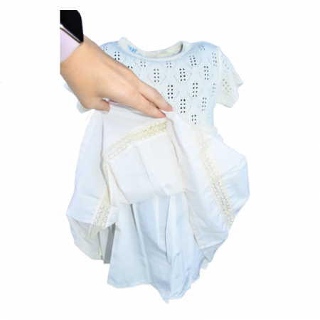 Rochie cu maneca scurta pentru fete Mini Junior 5138, Crem [3]