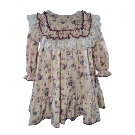 Îmbrăcăminte fete - Rochie cu maneca lunga pentru fete Mini Junior RCH-11065, Roz