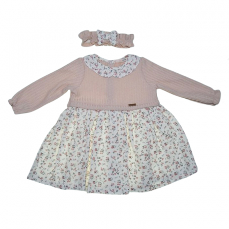 Îmbrăcăminte fete - Set 2 piese rochita si bentita pentru fete Mini Junior RCH-4703, Roz