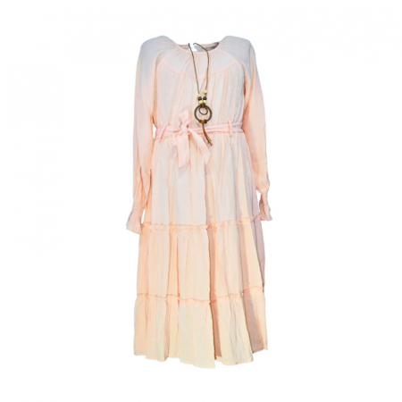 Îmbrăcăminte fete - Rochie cu maneca lunga pentru fete Mini Junior RCH-5547, Coral