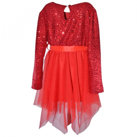 Rochie cu maneca lunga  pentru fete Minijunior T8391RR, Rosu [2]