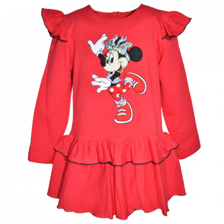 Rochite fete - Rochie cu maneca lunga pentru fete Minnie Mouse SNAKE 081123-5, Rosu