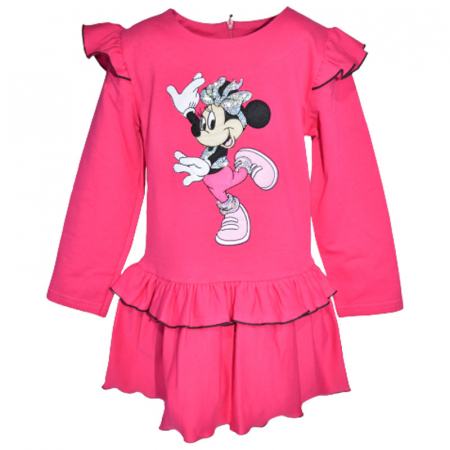 Rochite fete - Rochie cu maneca lunga pentru fete Minnie Mouse SNAKE 081123-6, Fucsia
